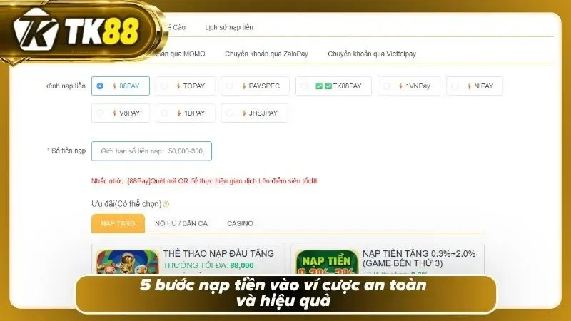 Bí quyết nạp vào ví cược dễ dàng và an toàn